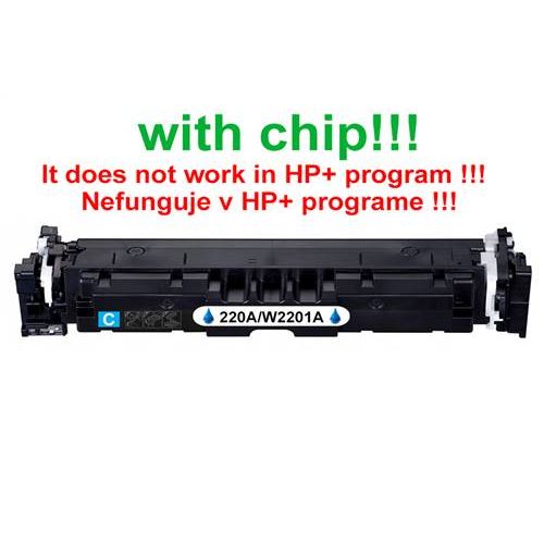Kompatibilný toner pre HP 220A / W2201A-Plne funkčný čip! Cyan. Nefunkčné v programe HP 1800 strán