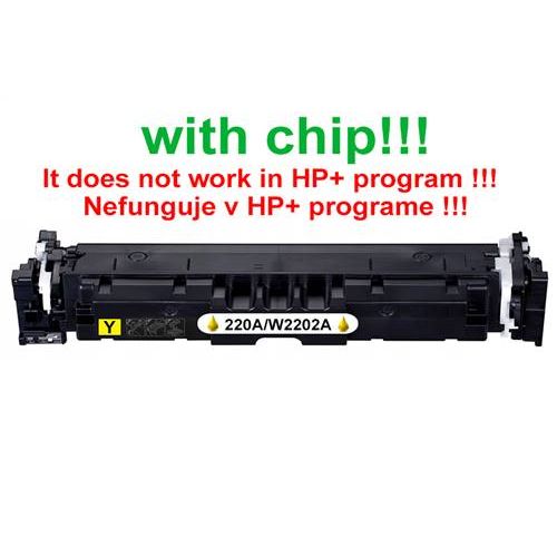 Kompatibilný toner pre HP 220A / W2202A-Plne funkčný čip! Yellow. Nefunkčné v programe HP+ 1800 strán