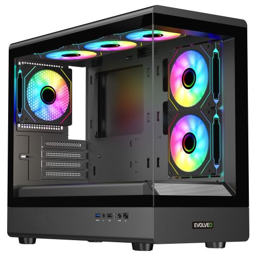 EVOLVEO Ursus, mATX / 6x ARGB 120 / sklo čelo + bok URSUS-BK-6